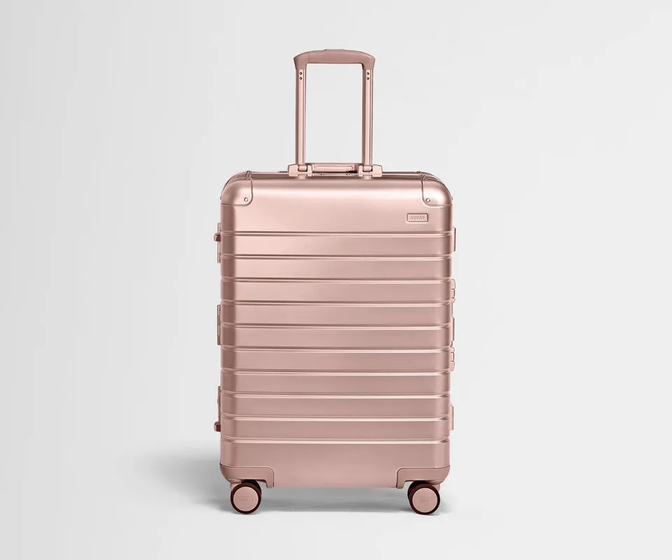 away-the-medium-aluminum-edition-in-rose-gold-premium-checked-luggage image 1