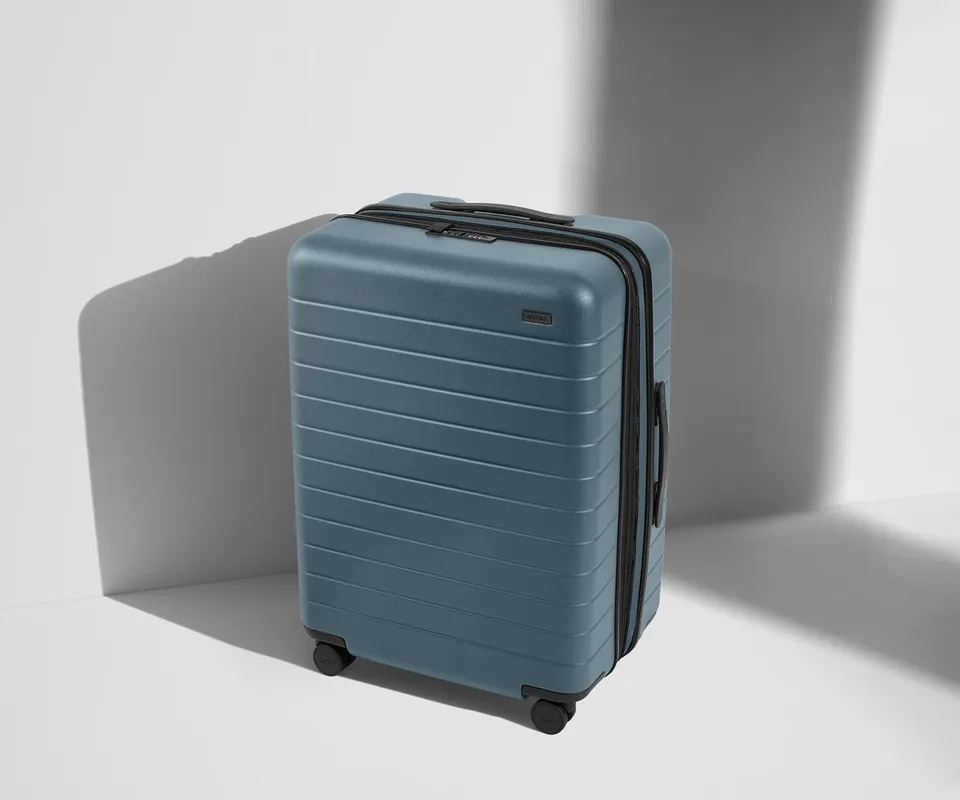 away-the-medium-flex-in-coast-blue-expandable-hardside-checked-suitcase image 1