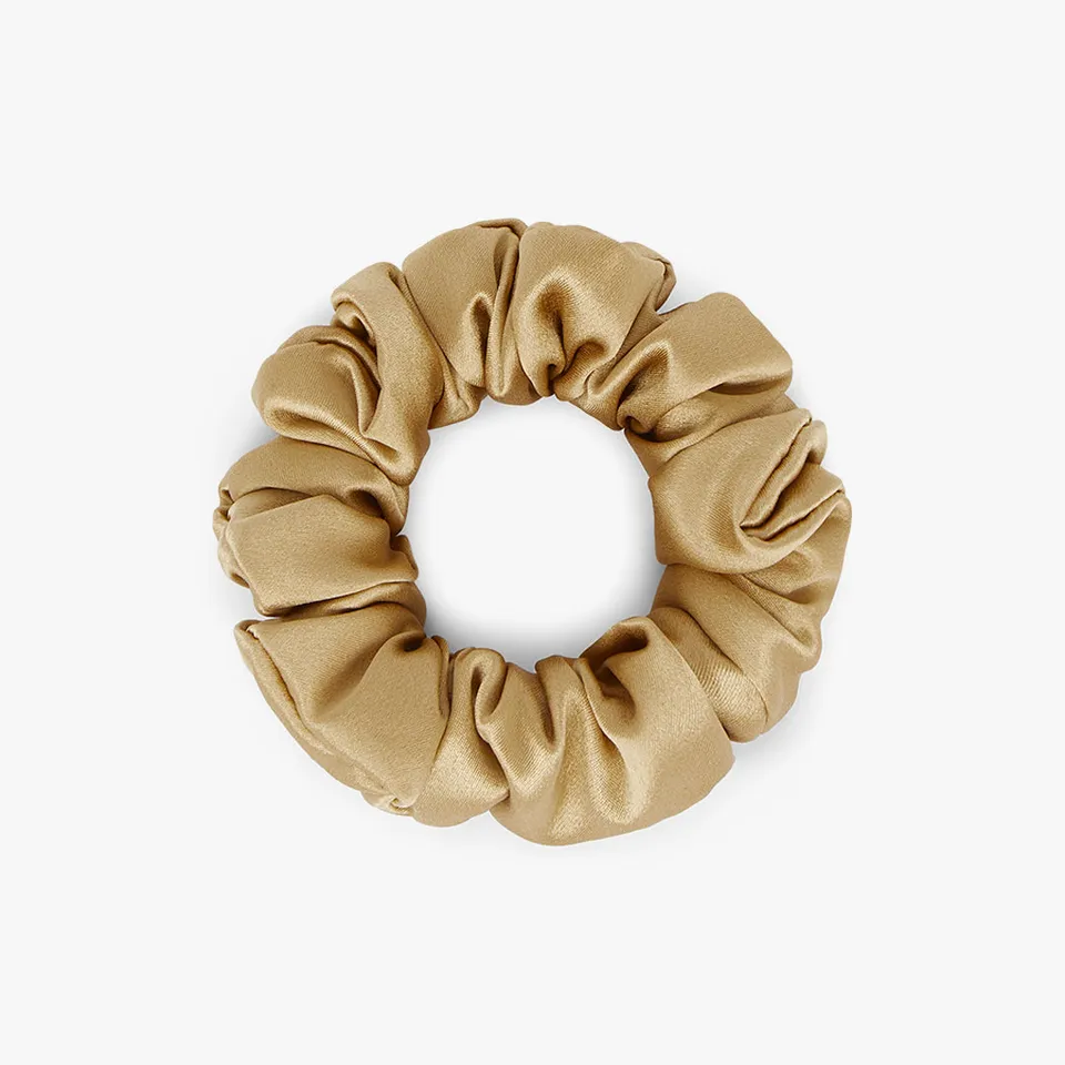 dore-rose-big-scrunchie-gold-silk-hair-tie-gentle-hold image 1