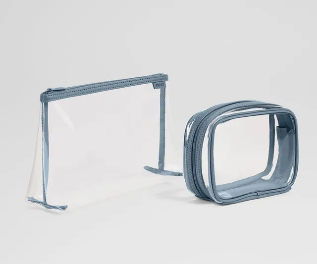 away-clear-pouch-set-in-coast-blue-tsa-friendly-travel-organizer image 1