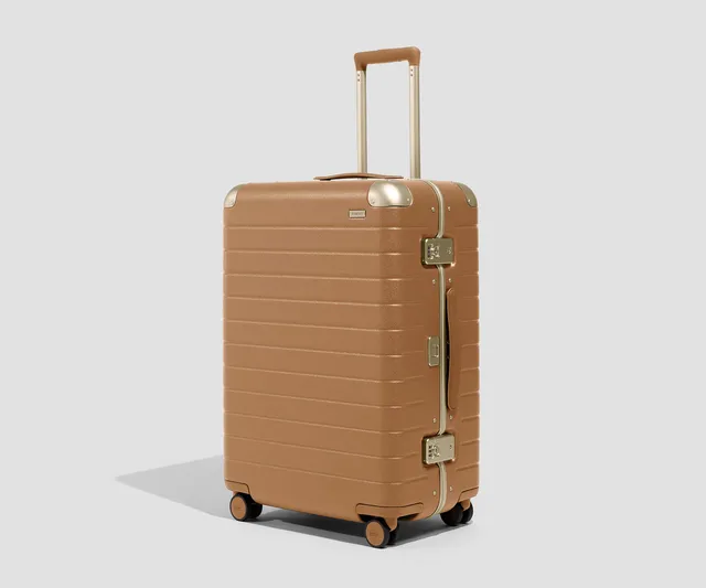 away-the-aluminum-edge-medium-in-cognac-brown-hybrid-checked-luggage image 1