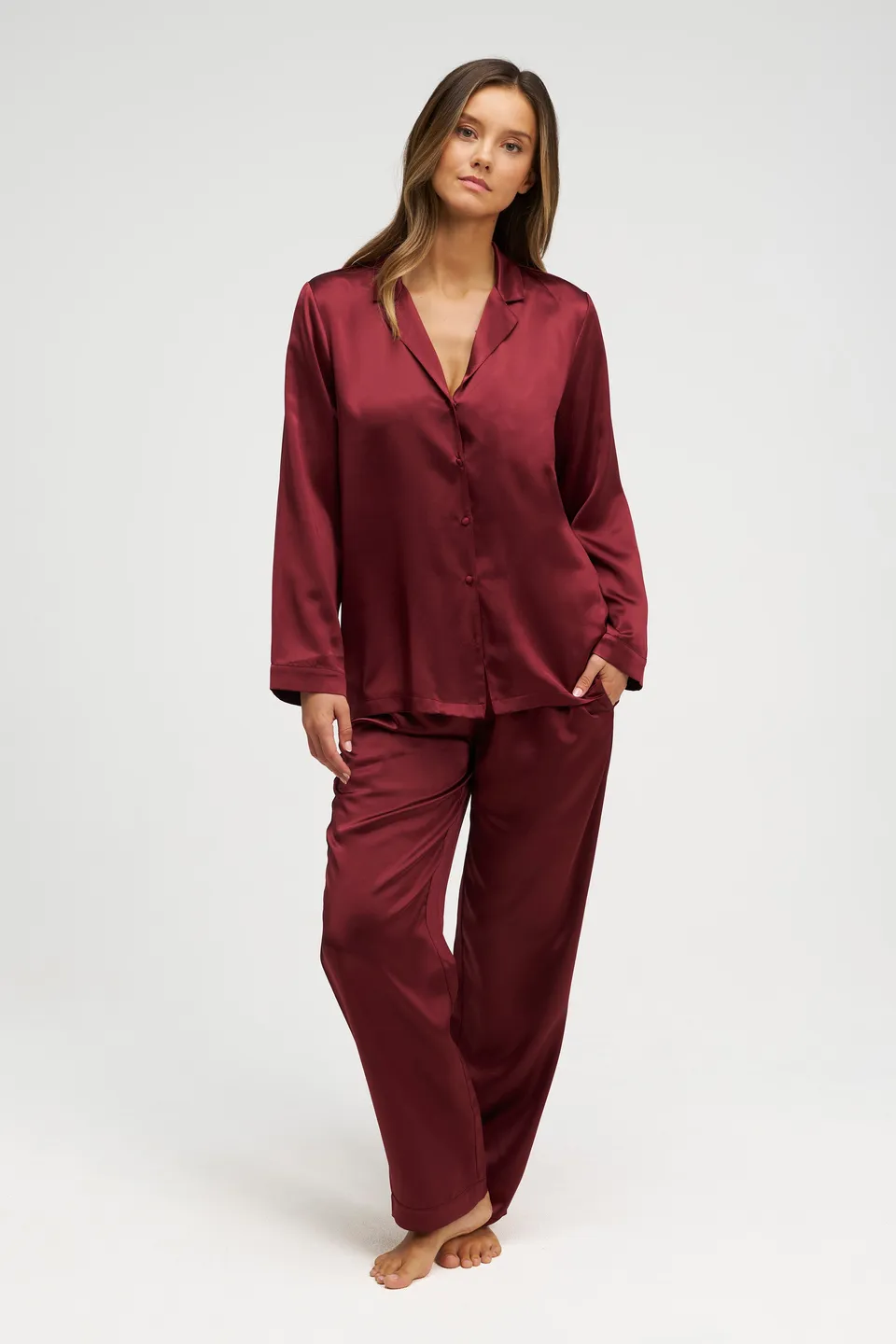 dore-rose-long-premium-silk-pj-set image 1