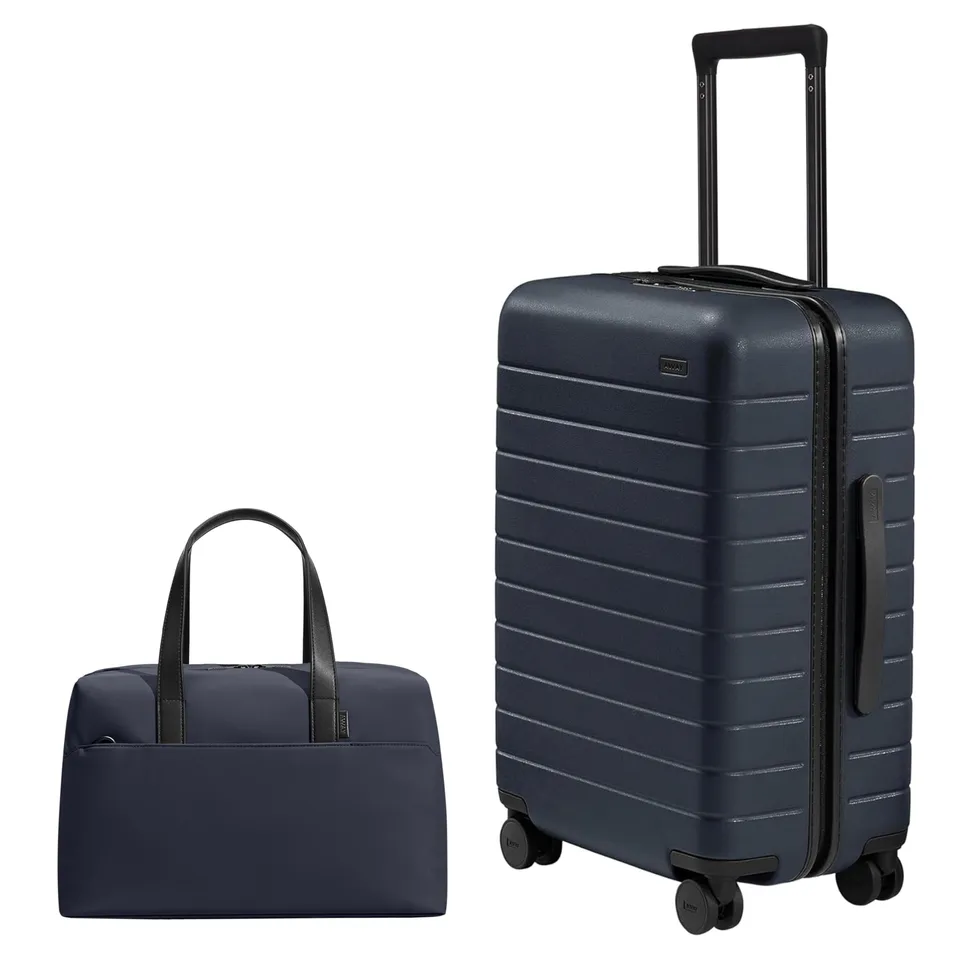 away-travel-duo-bigger-carry-on-suitcase-everywhere-duffle-bag-set-navy-blue image 1
