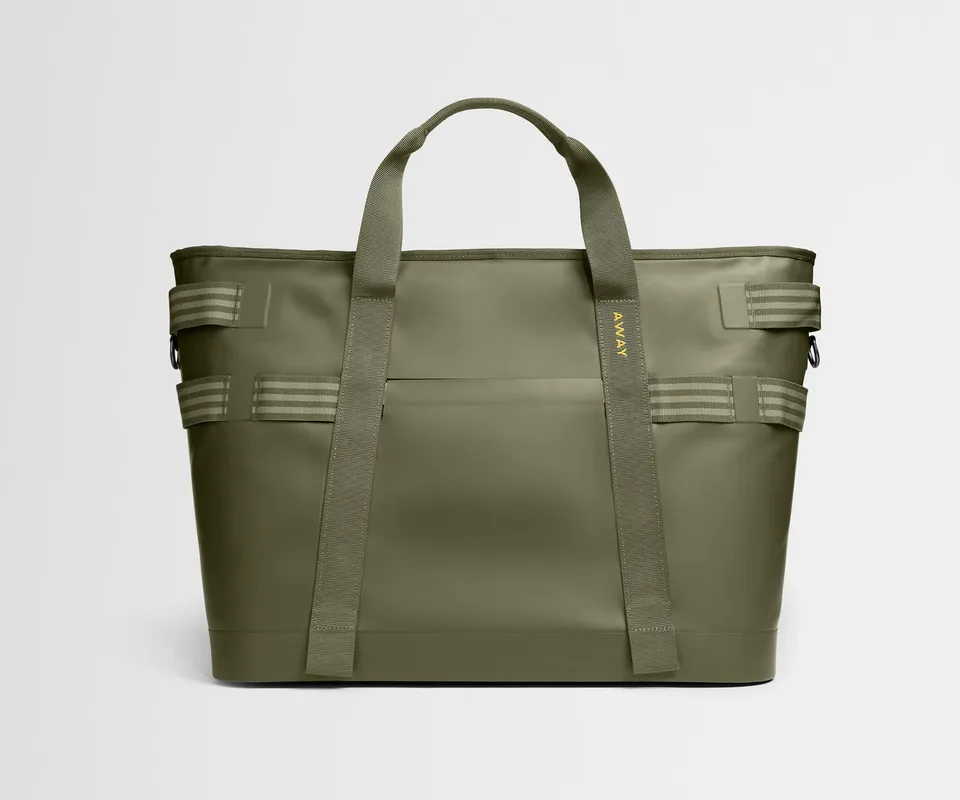 away-cooler-tote-in-olive-green-insulated-tote-for-beach-park-travel-stays-cold- image 1