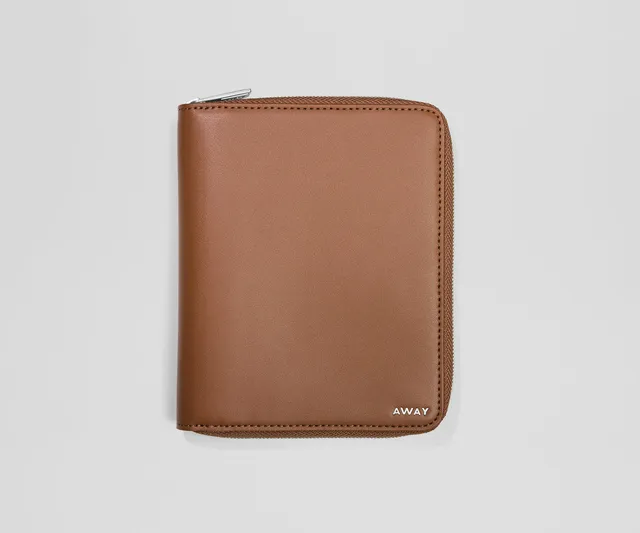 away-travel-wallet-in-saddle-brown-recycled-leather-passport-card-holder image 1