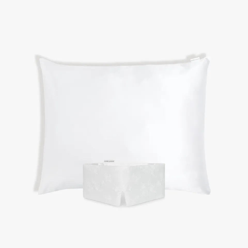 dore-rose-bridal-deep-sleep-bundle-100-mulberry-silk-sleep-mask-pillowcase-set image 1