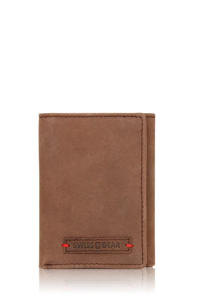 swissgear-rugged-leather-trifold-wallet-6-card-slots-id-window image 1