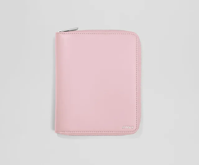 away-travel-wallet-in-glacial-pink-recycled-leather-passport-card-holder image 1