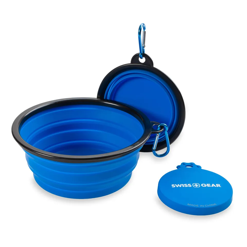 swissgear-3335-2-pack-collapsible-dog-bowls-for-travel-with-can-lid-set-blue image 1