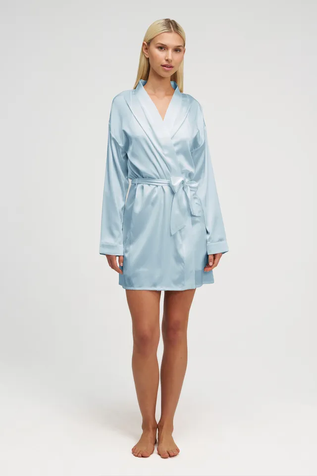 dore-rose-short-silk-gown-lightweight-100-silk-robe-with-self-tie-waist image 1