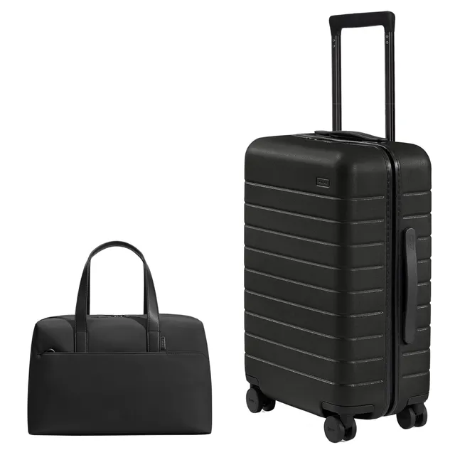 away-travel-duo-carry-on-suitcase-everywhere-bag-set-jet-black-seamless-travel-o image 1