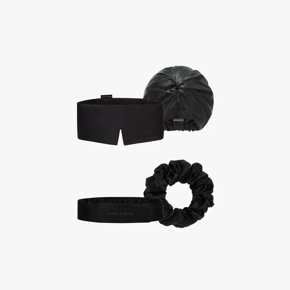 dore-rose-silk-hair-care-bundle-deep-sleep-mask-bonnet-scrunchie-headband image 1