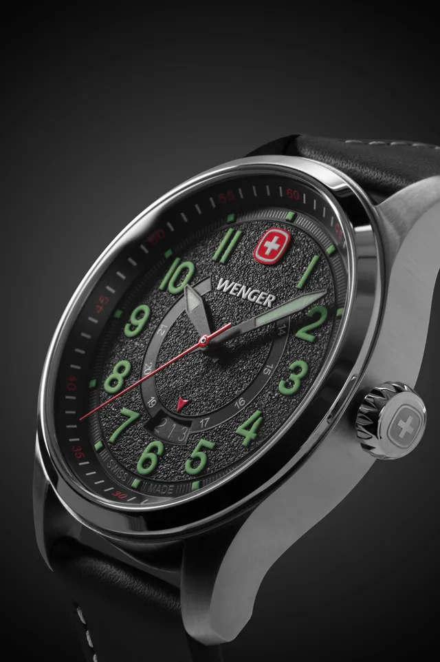 swissgear-wenger-terragraph-swiss-watch-stainless-steel-black-dial-black-leather image 1