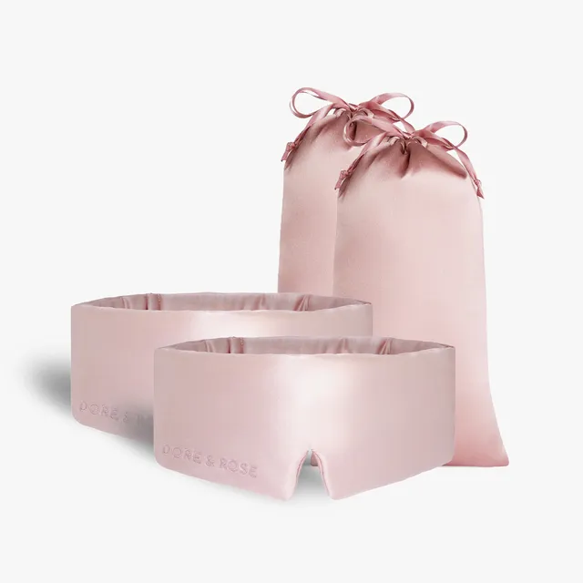 dore-rose-silk-escape-bundle-2-silk-sleep-masks-with-travel-pouches image 1