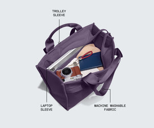 away-featherlight-daily-tote-in-misty-purple-water-repellent-travel-tote-with-la image 6