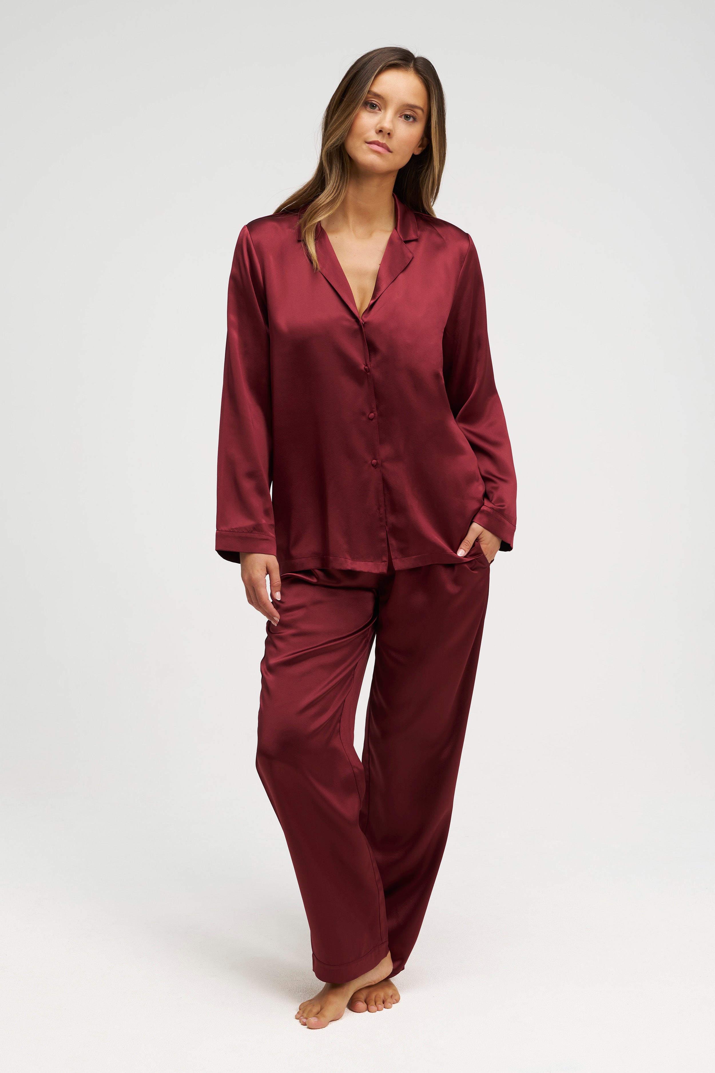 dore-rose-long-premium-silk-pj-set image 1