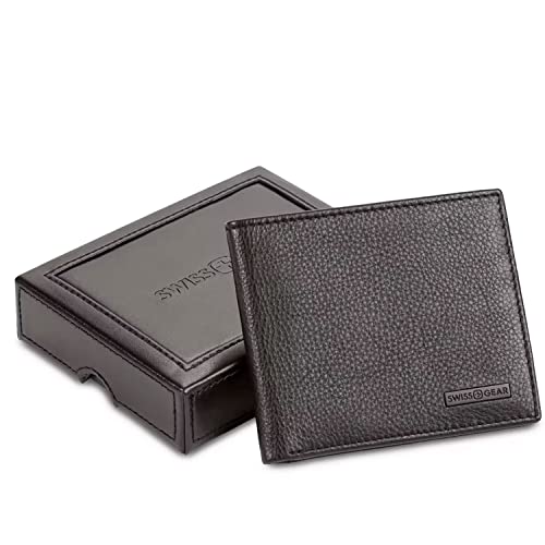 swissgear-genuine-pebbled-leather-slim-bi-fold-wallet-black-6-card-slots-gift-re image 7