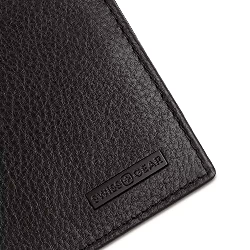 swissgear-genuine-pebbled-leather-slim-bi-fold-wallet-black-6-card-slots-gift-re image 8