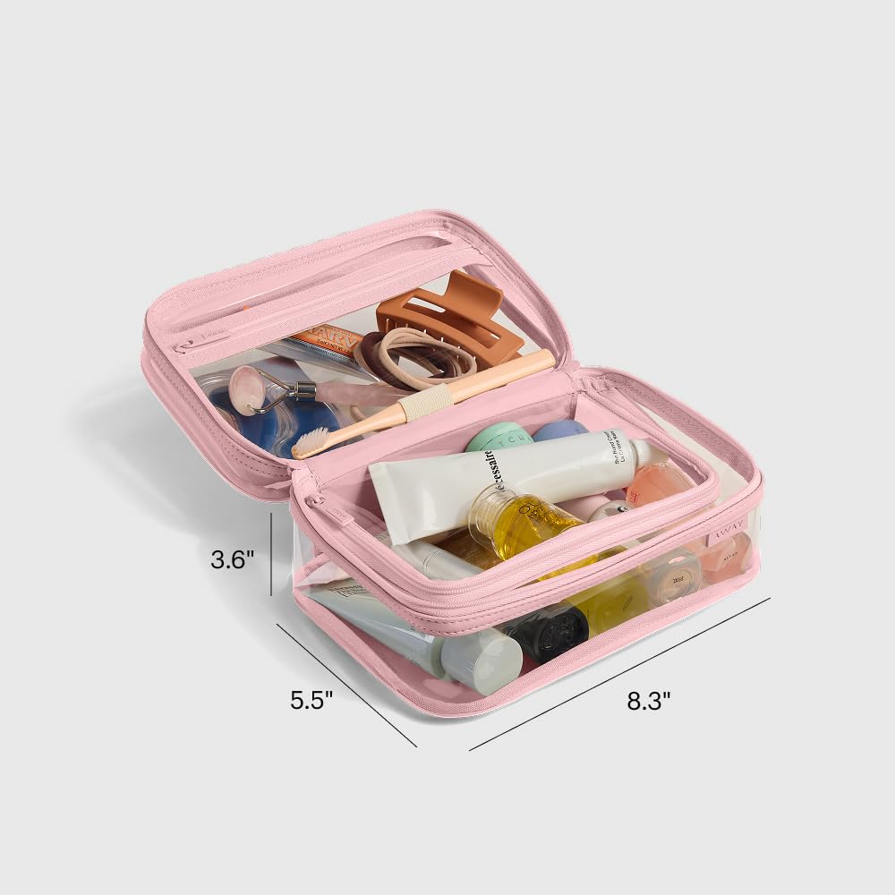 away-clear-toiletry-bag-tsa-approved-water-repellent-2-compartments-blush-pink image 3