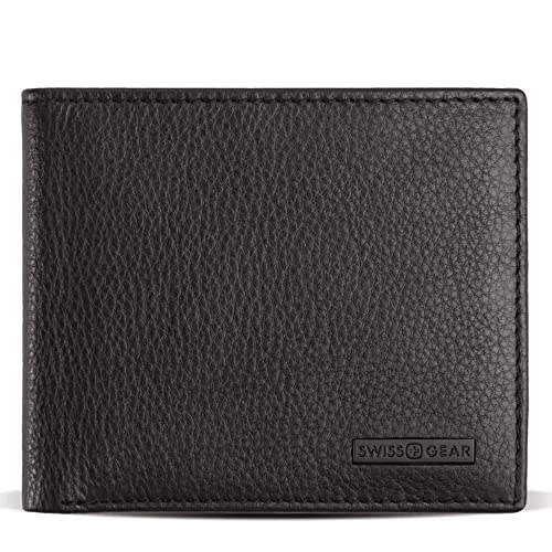 swissgear-genuine-pebbled-leather-slim-bi-fold-wallet-black-6-card-slots-gift-re image 5