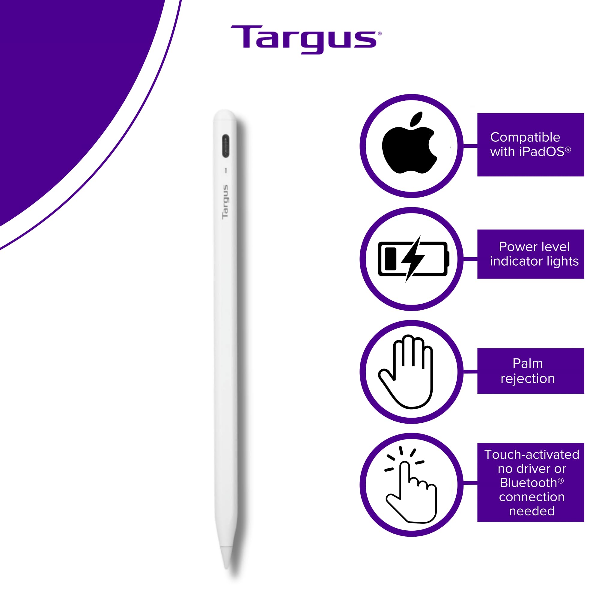 targus-active-stylus-for-ipad-1-1-apple-pencil-size-palm-rejection-rechargeable image 8