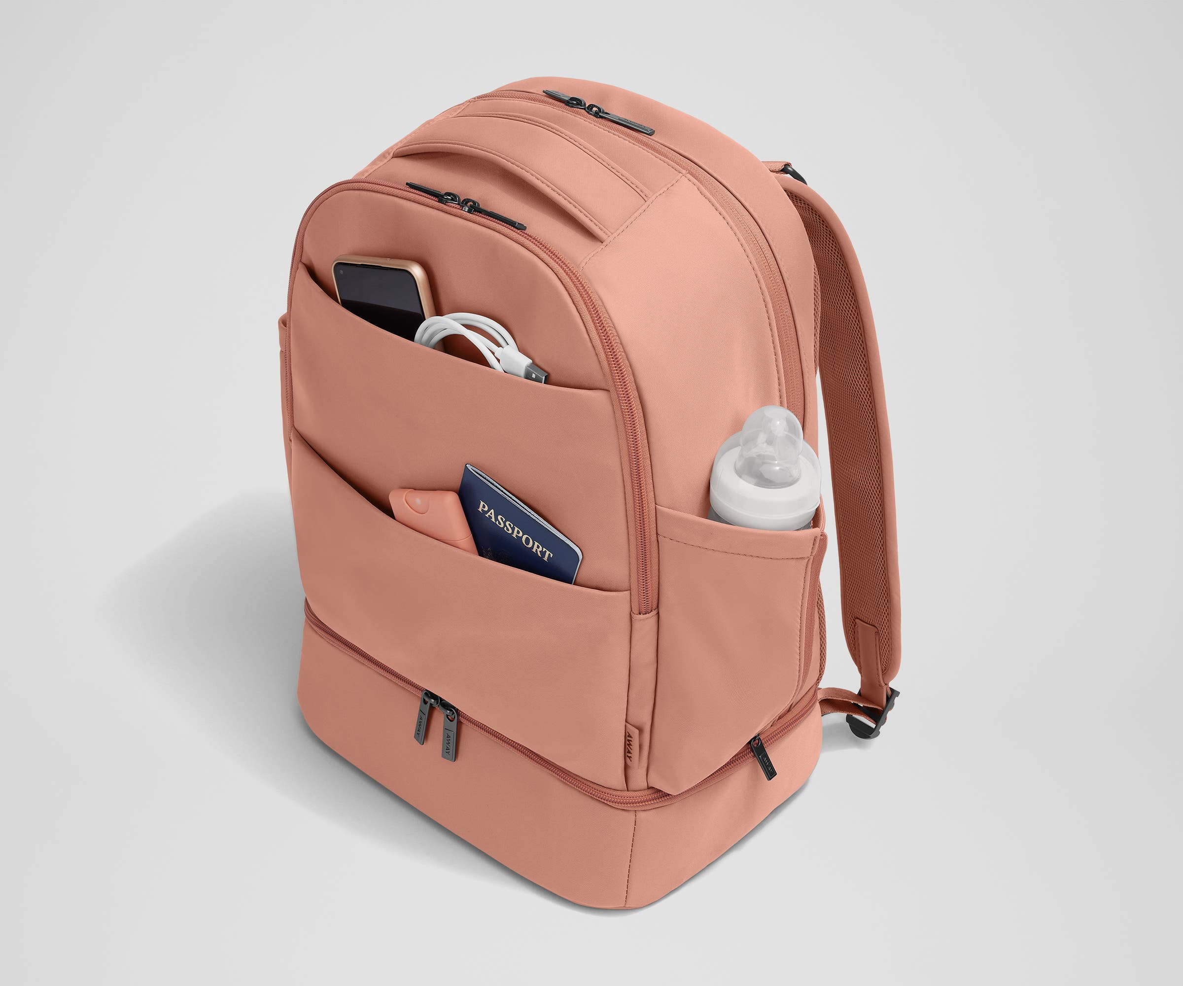 away-double-diaper-backpack-in-clay-pink-23l-travel-diaper-bag-with-two-compartm image 4