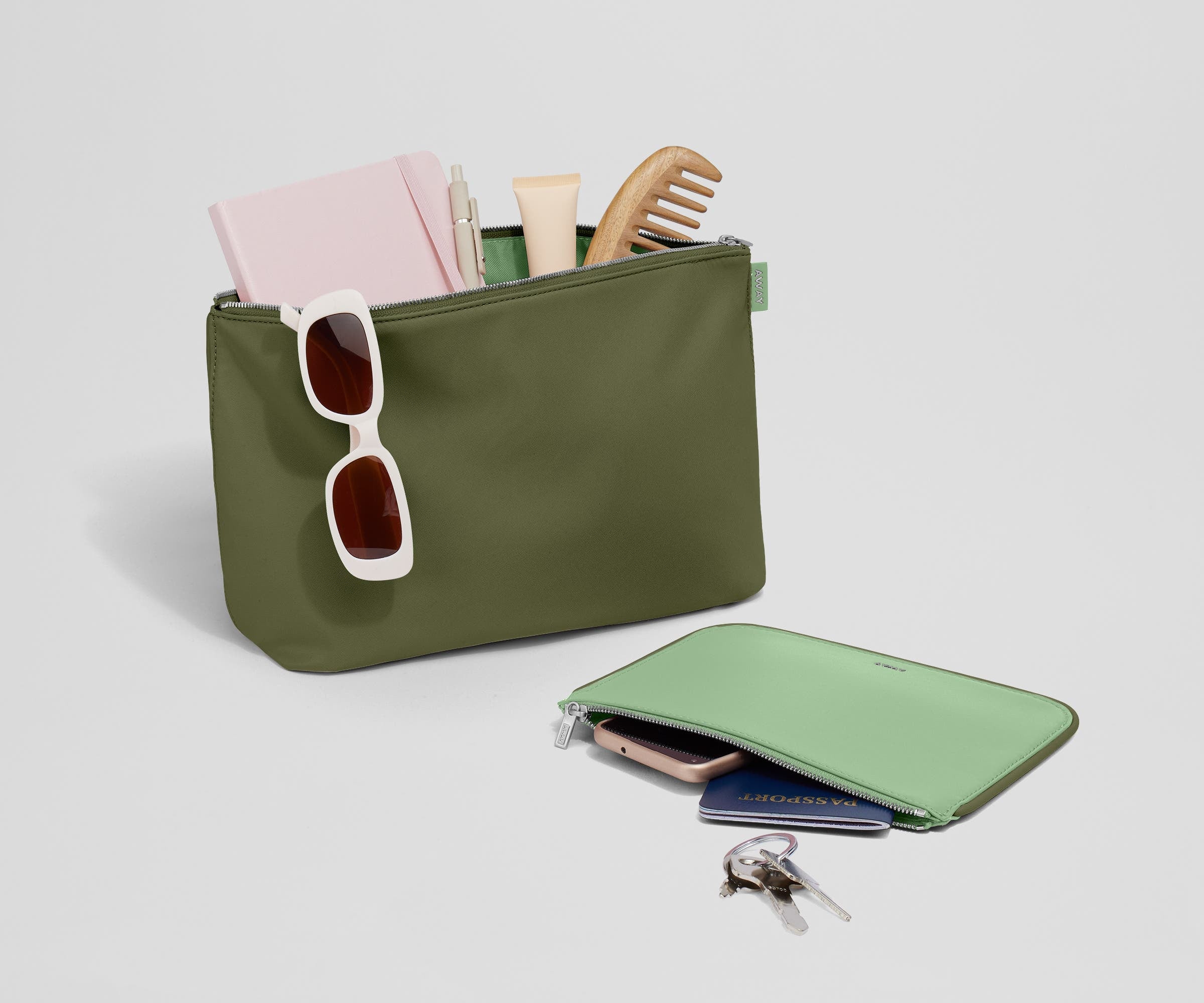 away-pouch-duo-sea-green-small-large-travel-pouches image 3