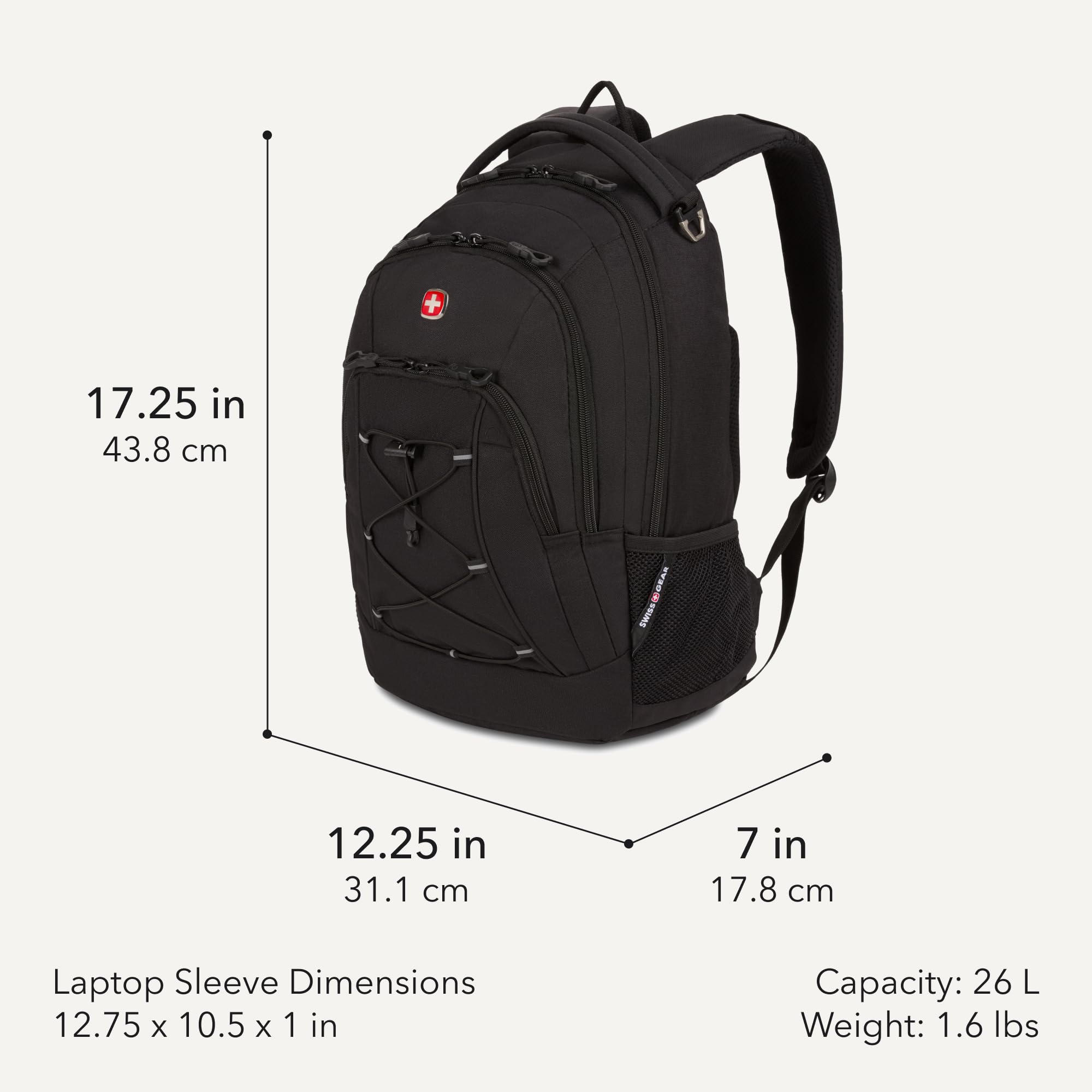 swissgear-bungee-core-laptop-backpack-fits-13-laptops-26l-black image 2