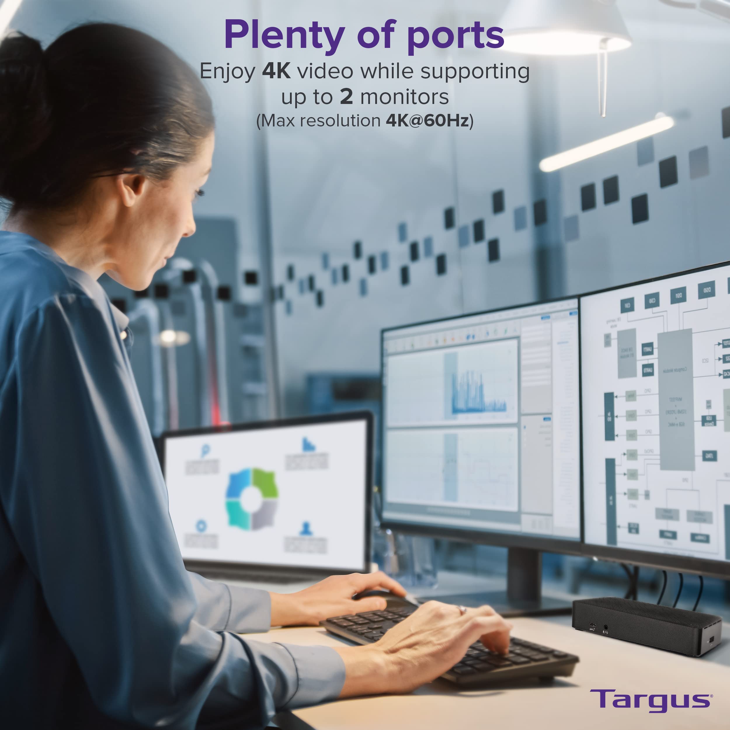 targus-usb-c-universal-dv4k-docking-station-dock192usz-with-100w-power-delivery- image 3