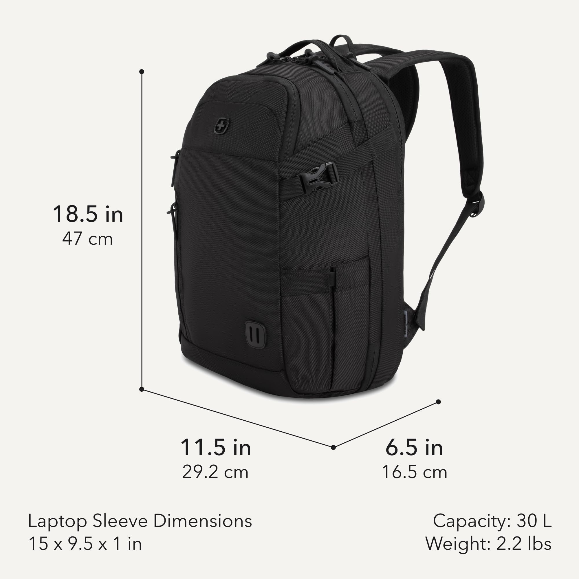 swissgear-hybrid-30l-travel-backpack-fits-16-laptop-black image 2