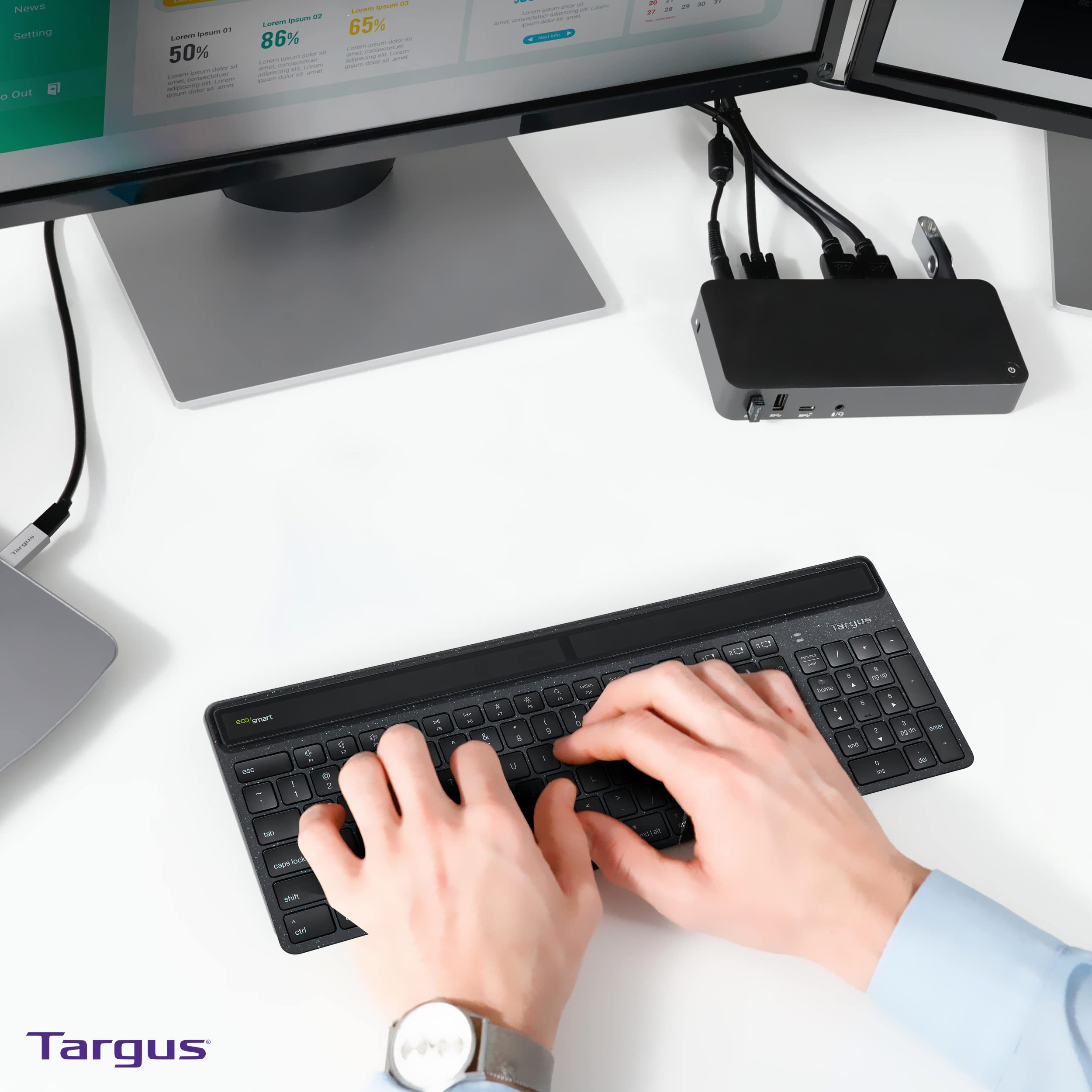 targus-full-size-sustainable-ecosmart-bluetooth-keyboard-akb868us-solar-powered- image 6