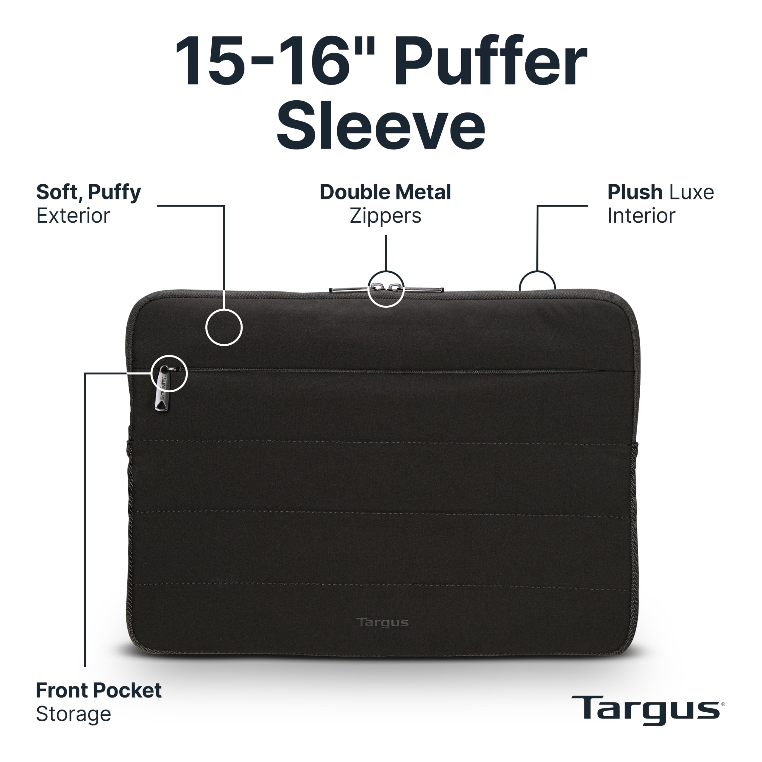 targus-15-16-inch-puffer-laptop-sleeve-lightweight-plush-interior-front-pocket-d image 2