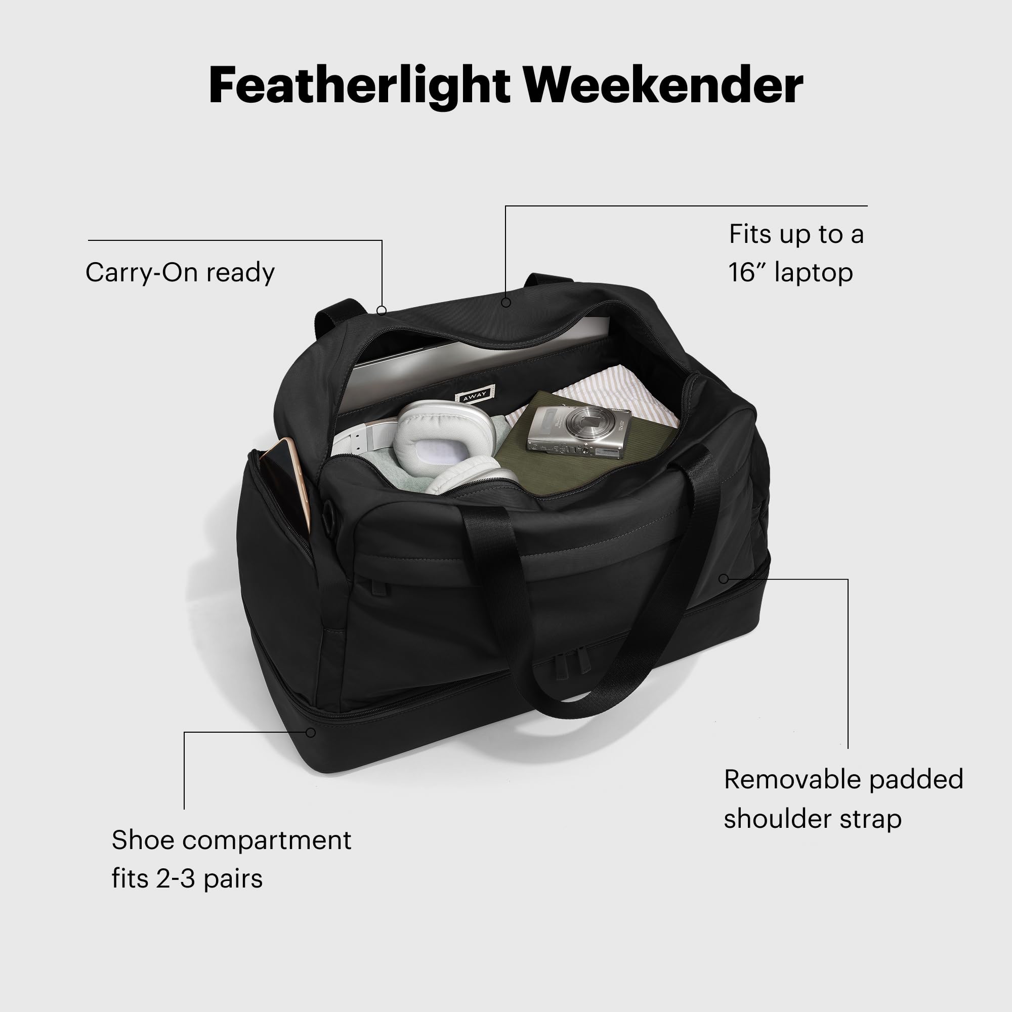 away-featherlight-weekender-bag-airline-approved-carry-on-duffel-with-44l-capaci image 3