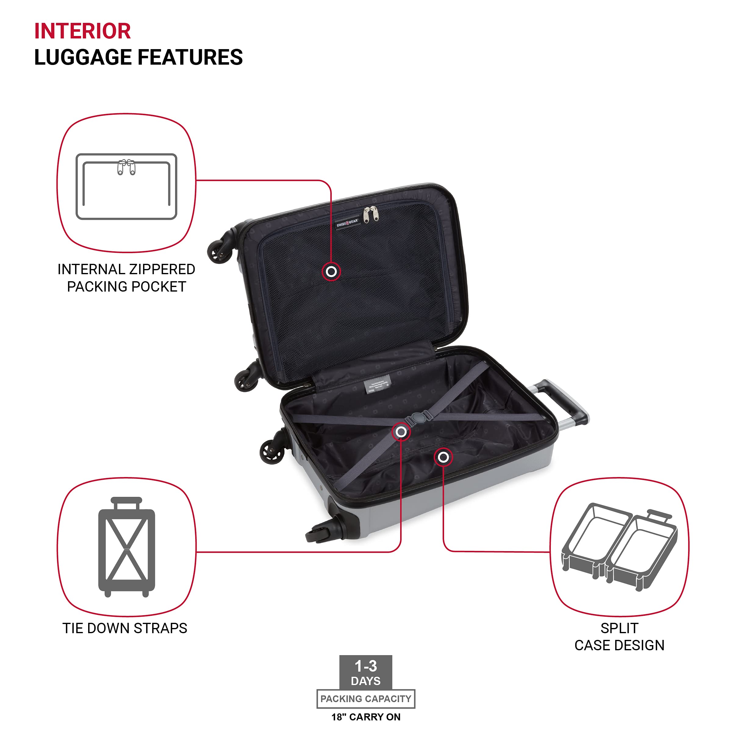 swissgear-3750-hardside-carry-on-spinner-luggage-18-5-inch-silver image 3