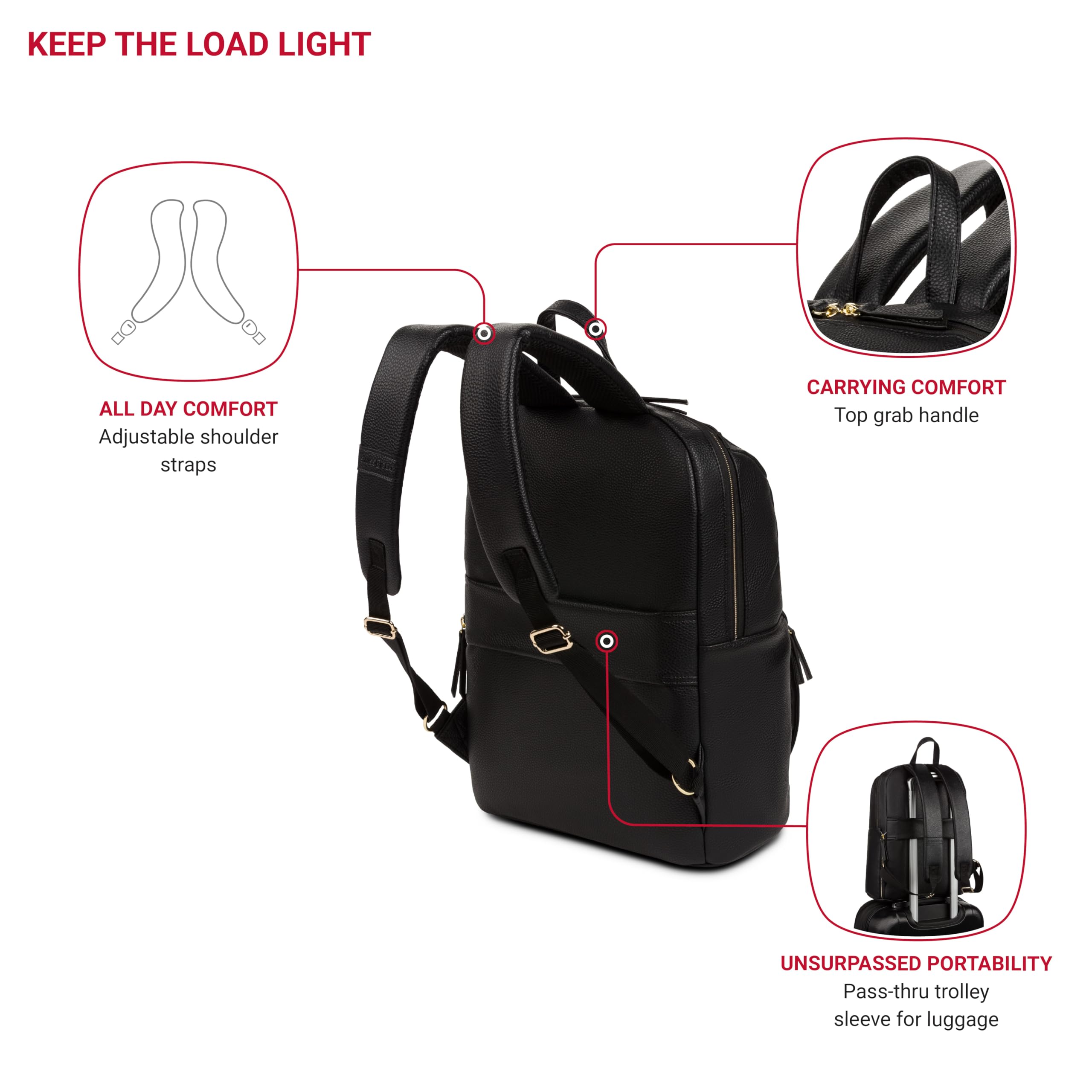swissgear-serenity-luxe-women-s-laptop-backpack-fits-13-inch-laptops-vegan-leath image 2