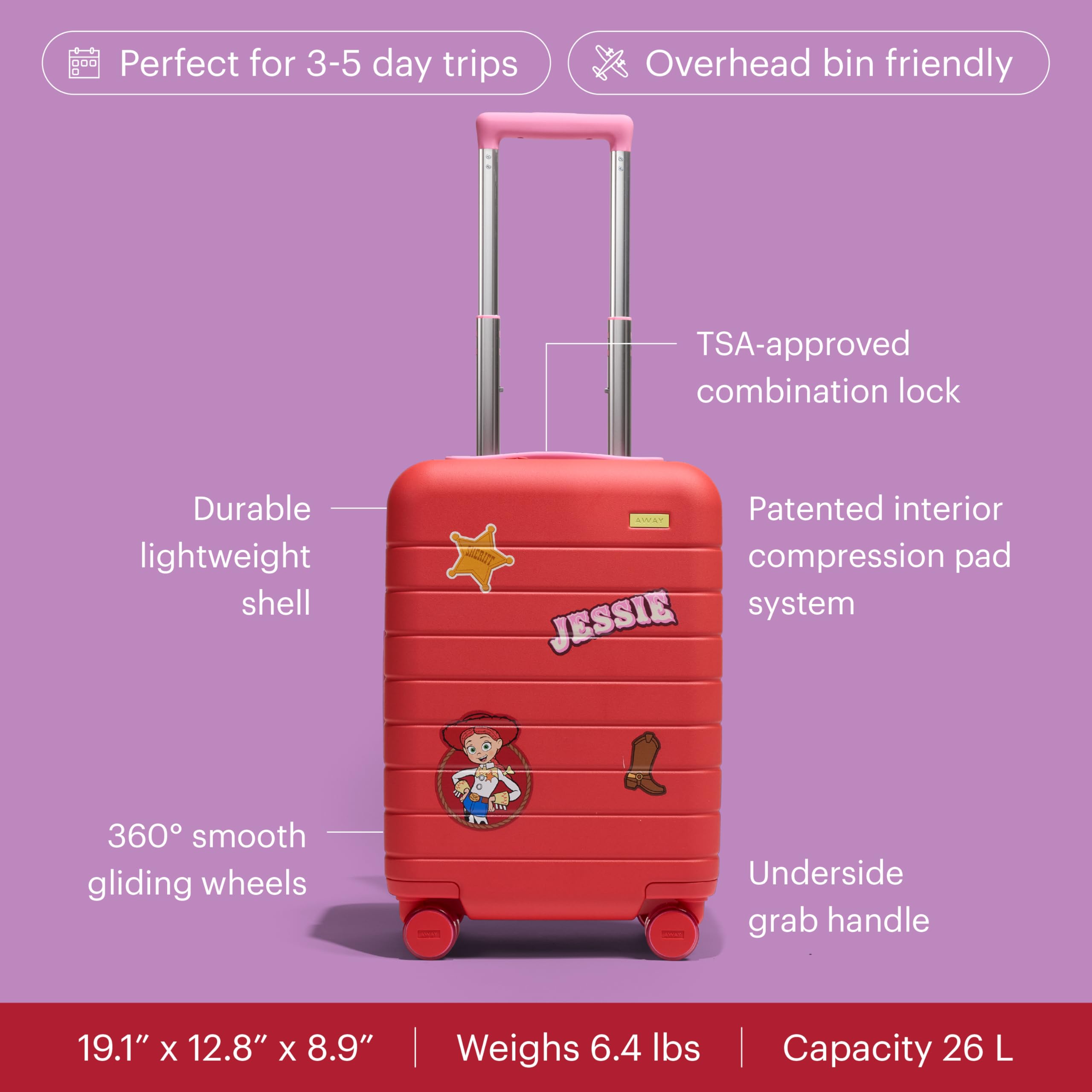 away-toy-story-5-kids-carry-on-luggage-19-inch-hardside-spinner-suitcase-jessie- image 2