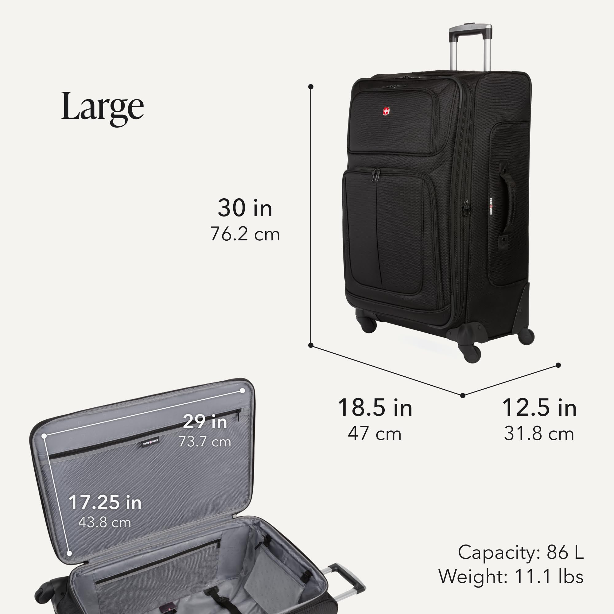 swissgear-sion-softside-expandable-spinner-3-piece-luggage-set-carry-on-medium-l image 4