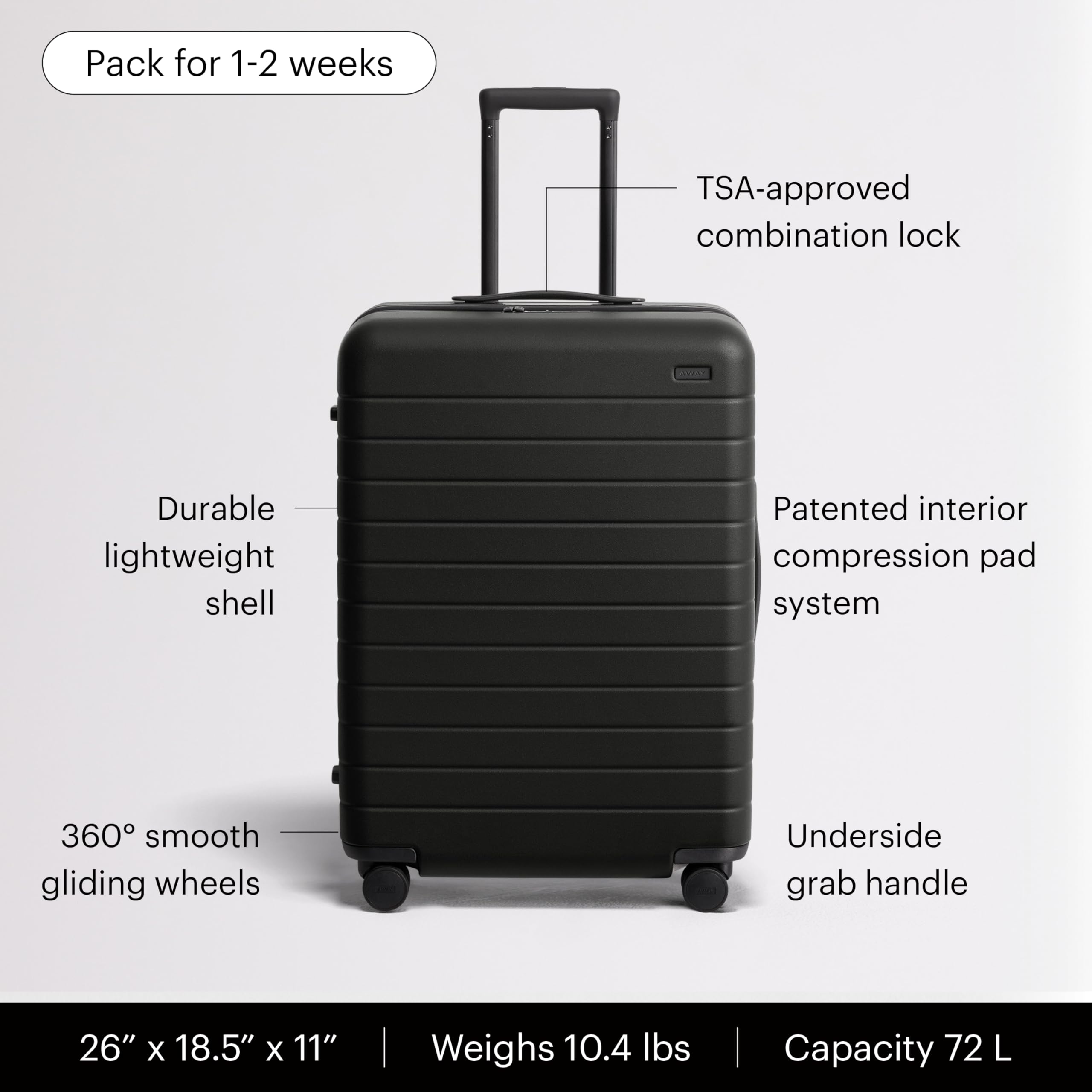 away-medium-checked-luggage-26-inch-polycarbonate-hardside-suitcase-with-whisper image 2