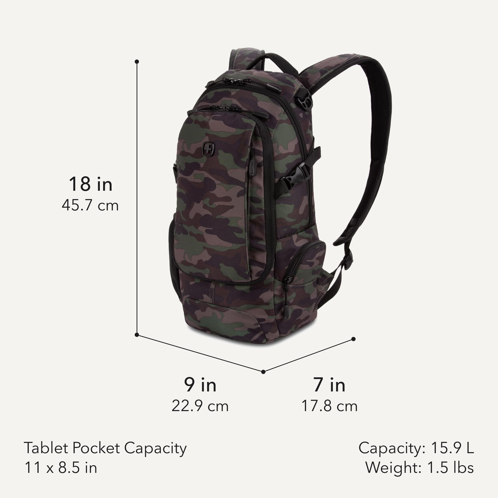 swissgear-city-pack-backpack-slim-profile-camo-green-15-9l-18-inch image 2