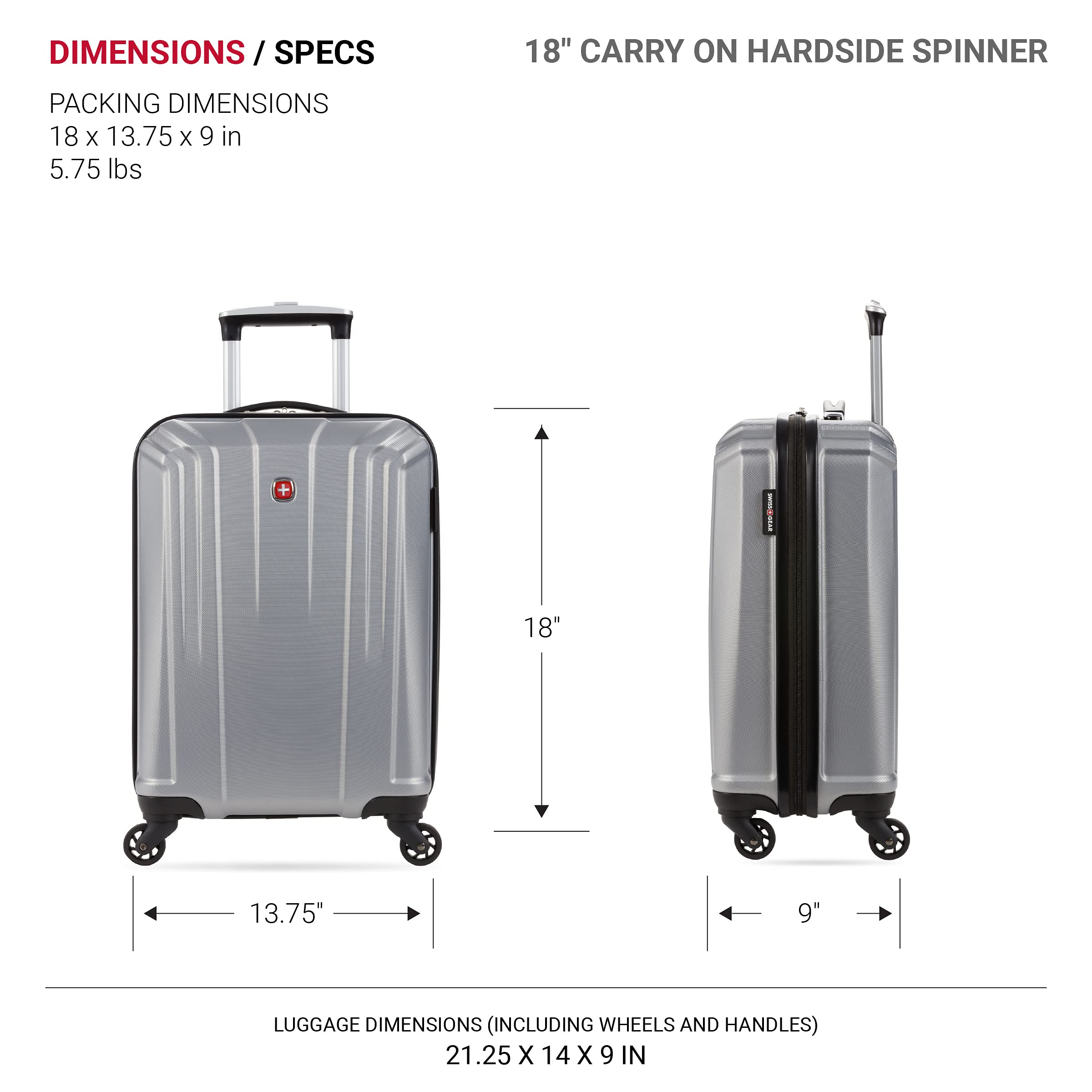 swissgear-3750-hardside-carry-on-spinner-luggage-18-5-inch-silver image 5