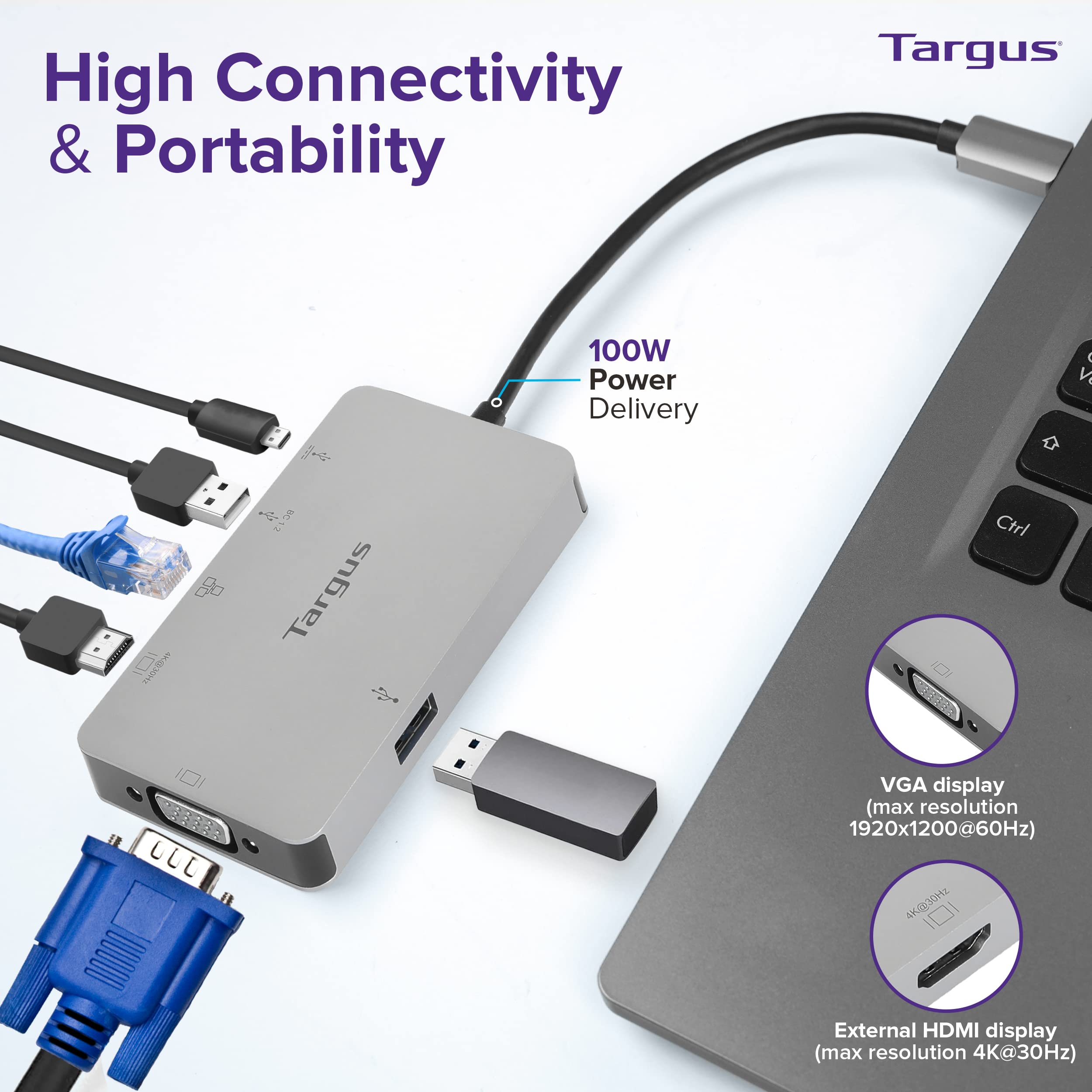 targus-usb-c-dp-alt-mode-single-video-4k-hdmi-vga-docking-station-with-100w-pd-p image 2