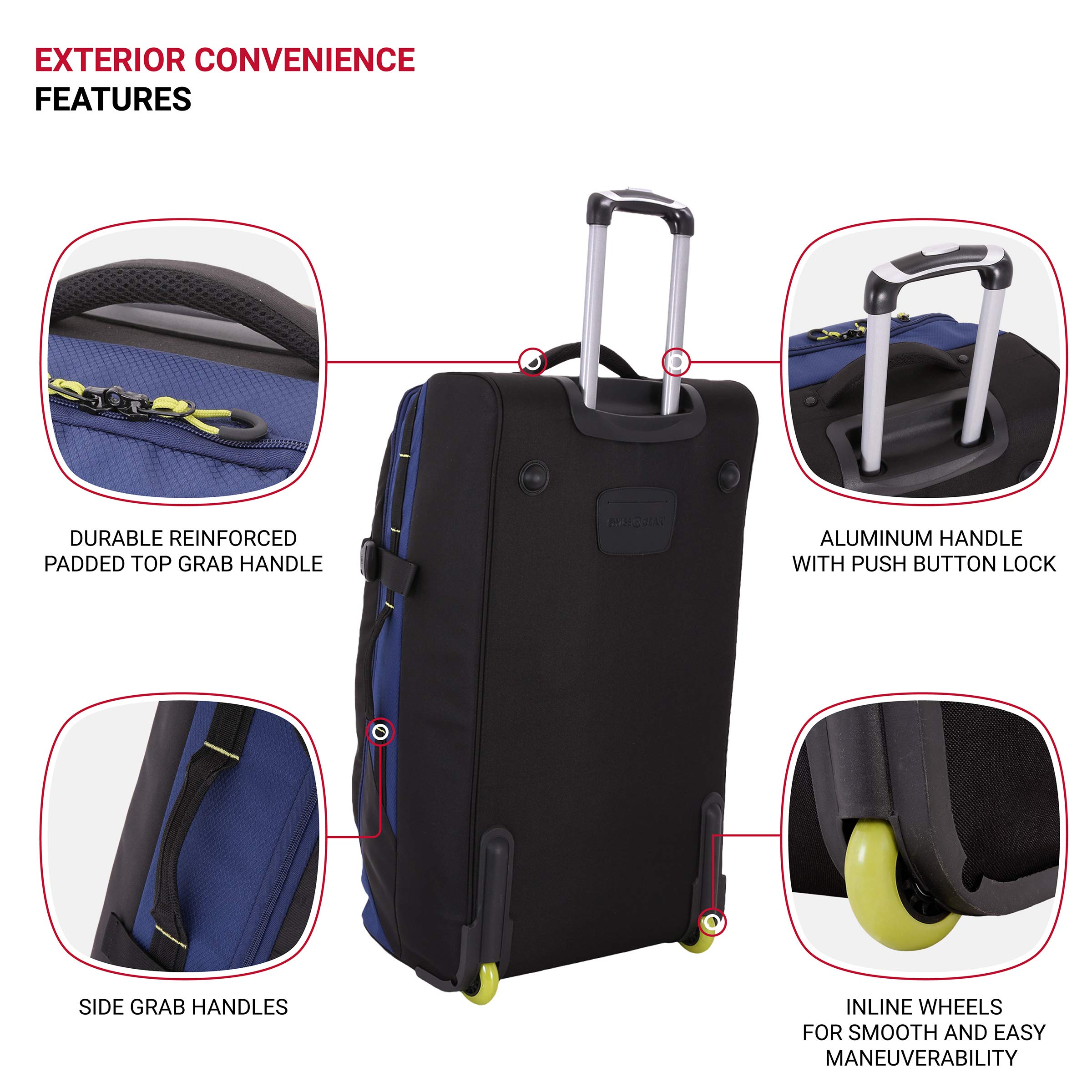 swissgear-apex-exec-wheeled-rolling-duffel-8-day-capacity-soft-shell-blue-green image 2