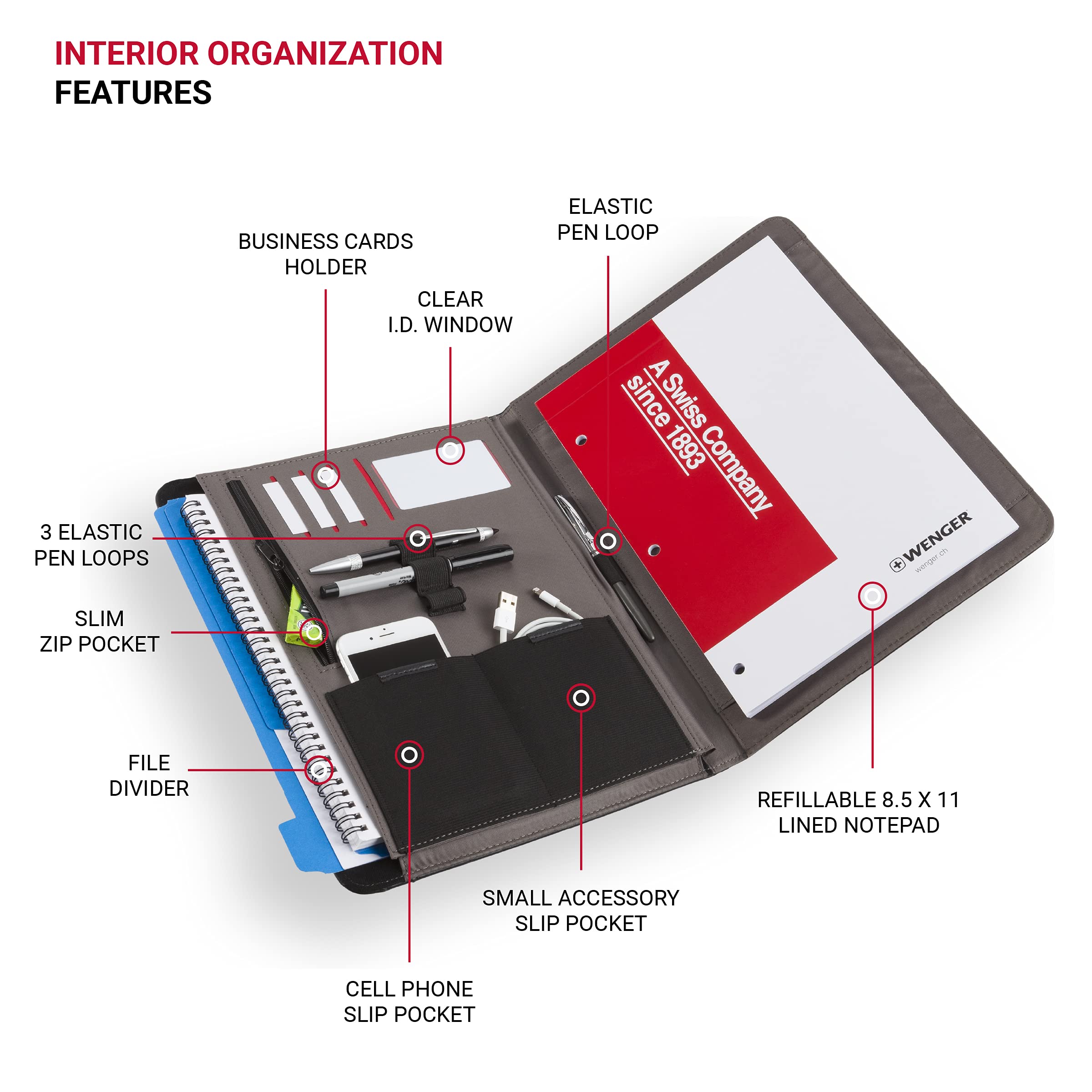 swissgear-wenger-merit-padfolio-padded-document-organizer-with-refillable-notepa image 2