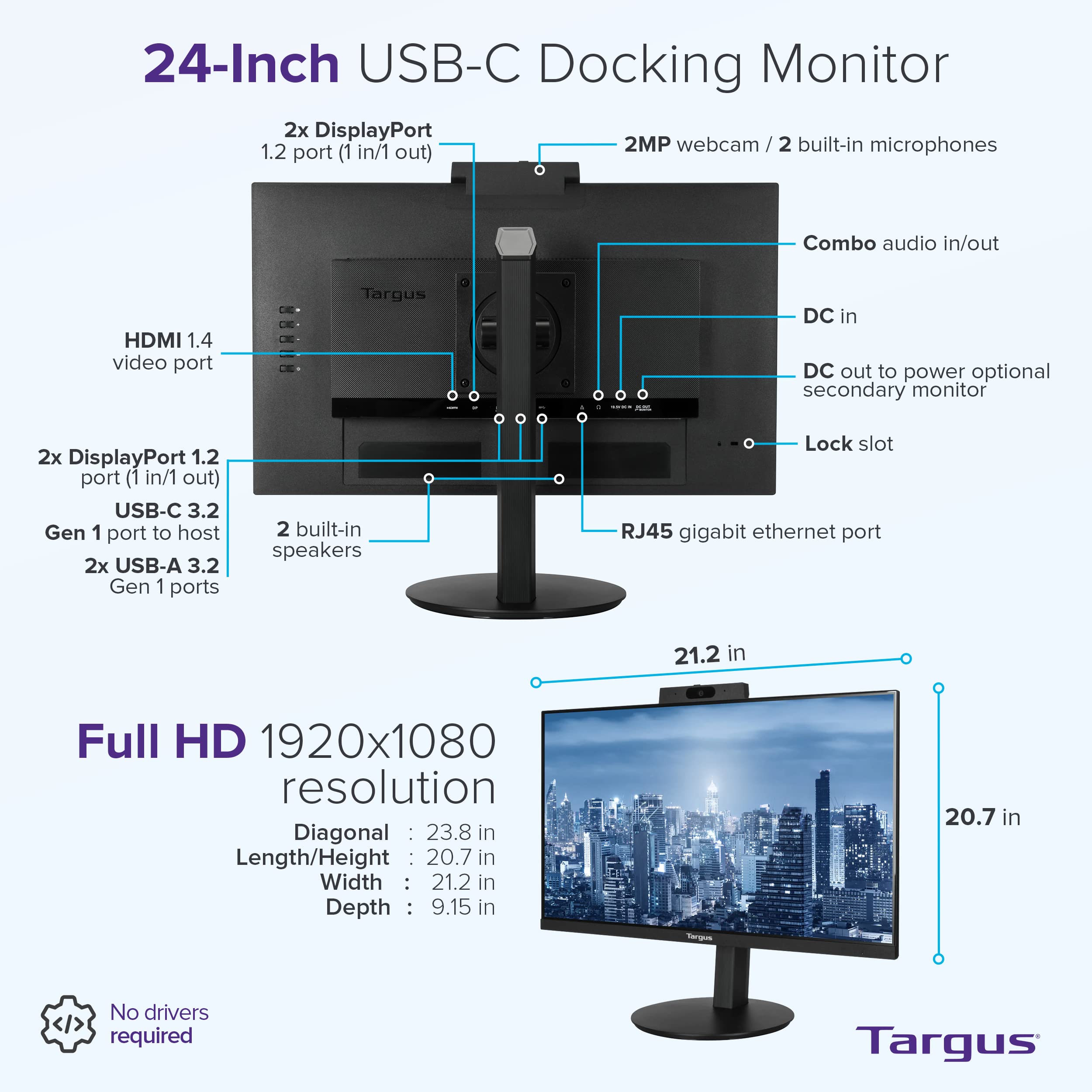 targus-24-inch-usb-c-docking-monitor-with-100w-pd-dm4240pusz-adjustable-height-3 image 3