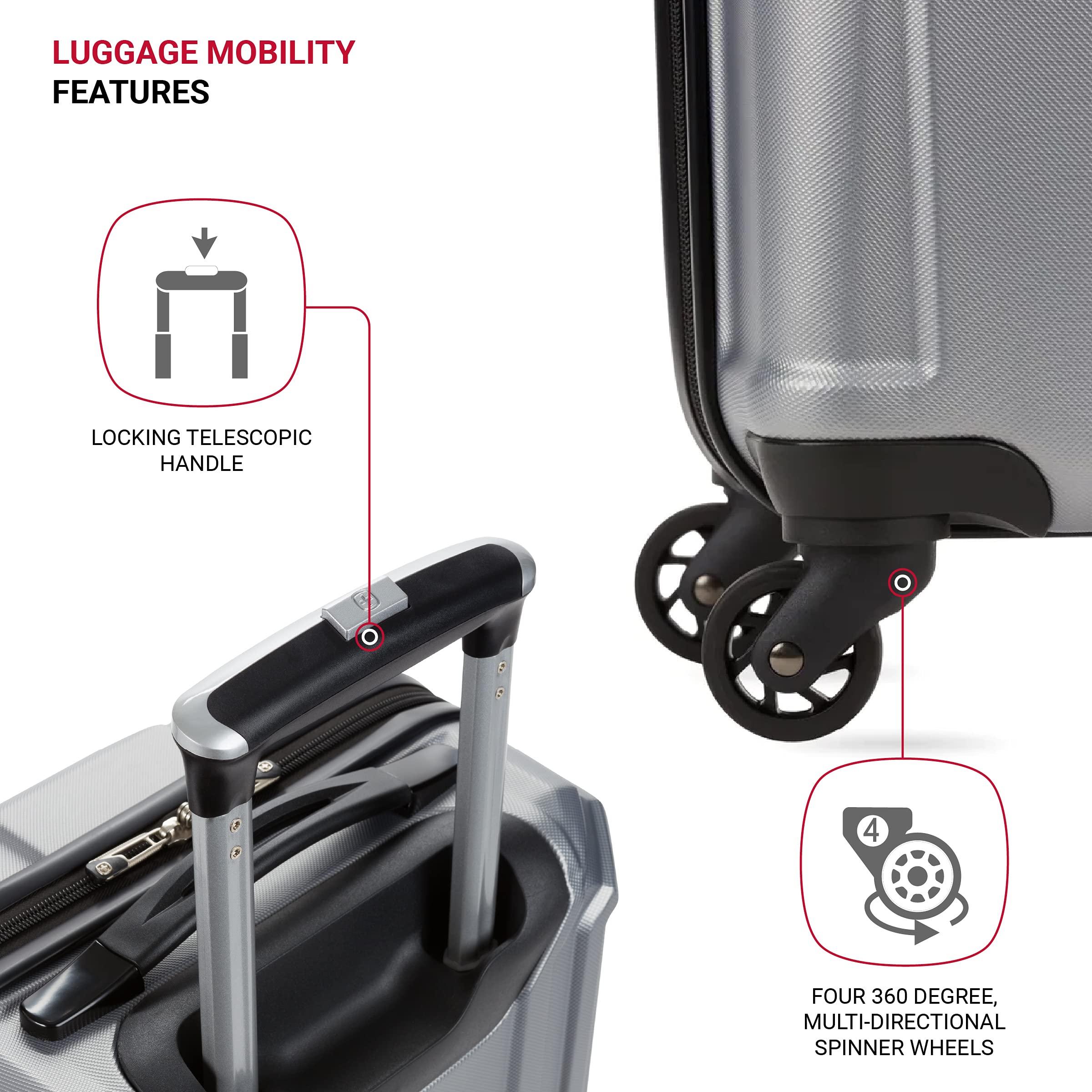 swissgear-3750-hardside-carry-on-spinner-luggage-18-5-inch-silver image 2