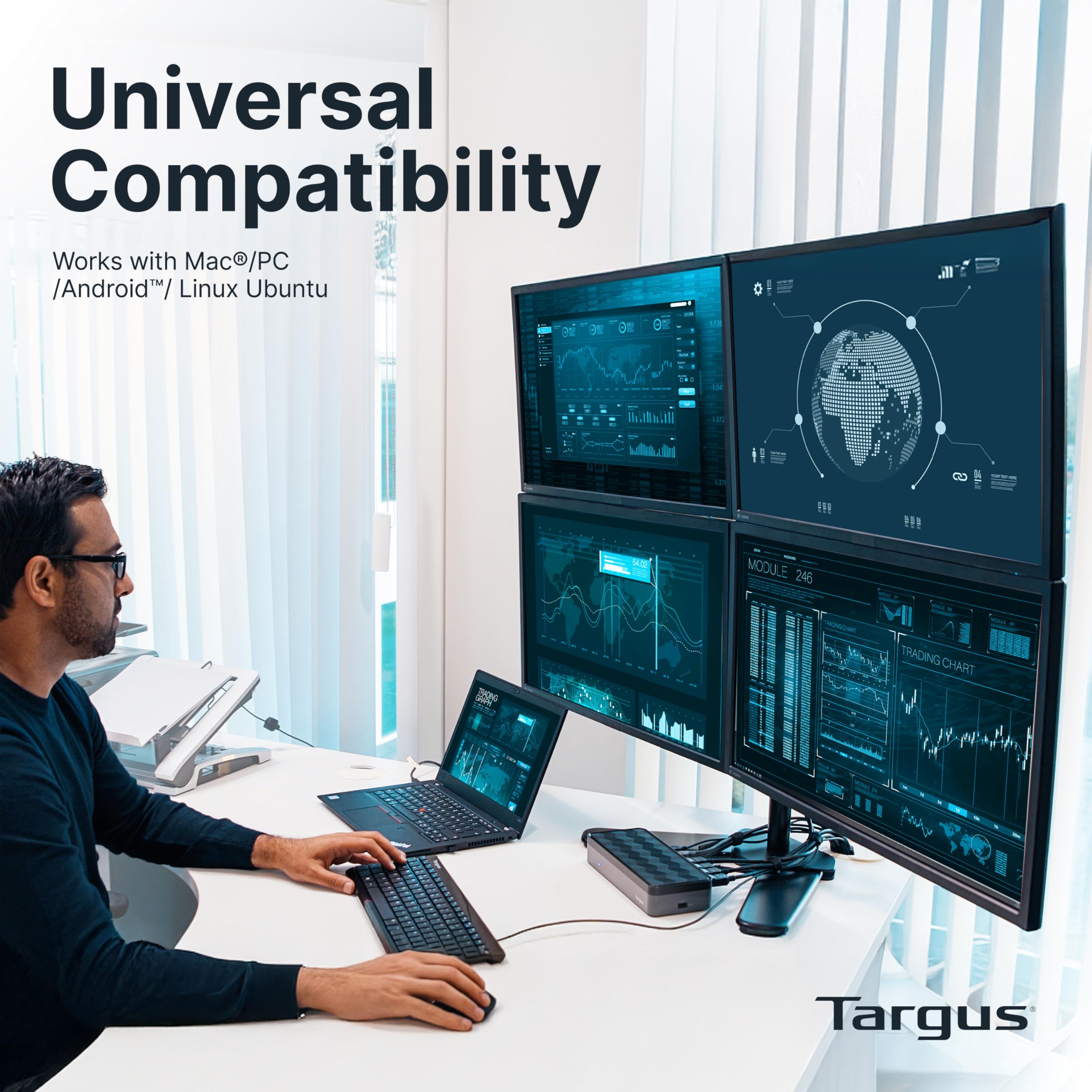 targus-usb-c-universal-quad-4k-docking-station-with-100w-power-delivery-black-do image 5