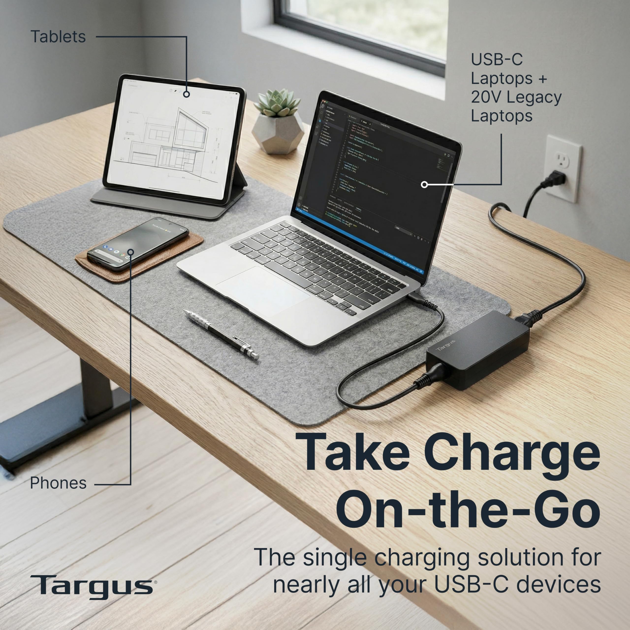 targus-100w-universal-usb-c-legacy-charger-apm108tt-5-interchangeable-tips-for-d image 3