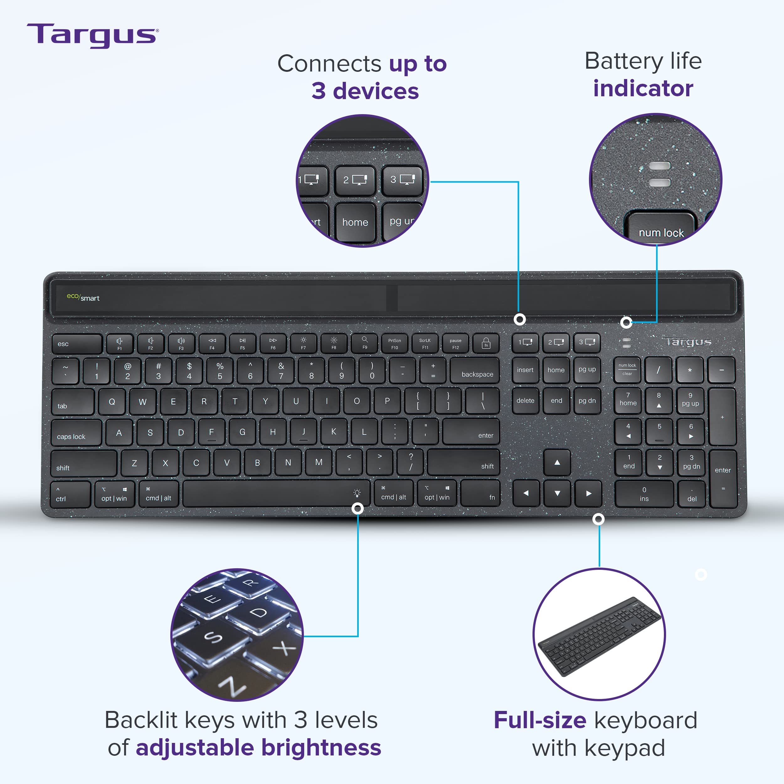 targus-full-size-sustainable-ecosmart-bluetooth-keyboard-akb868us-solar-powered- image 3
