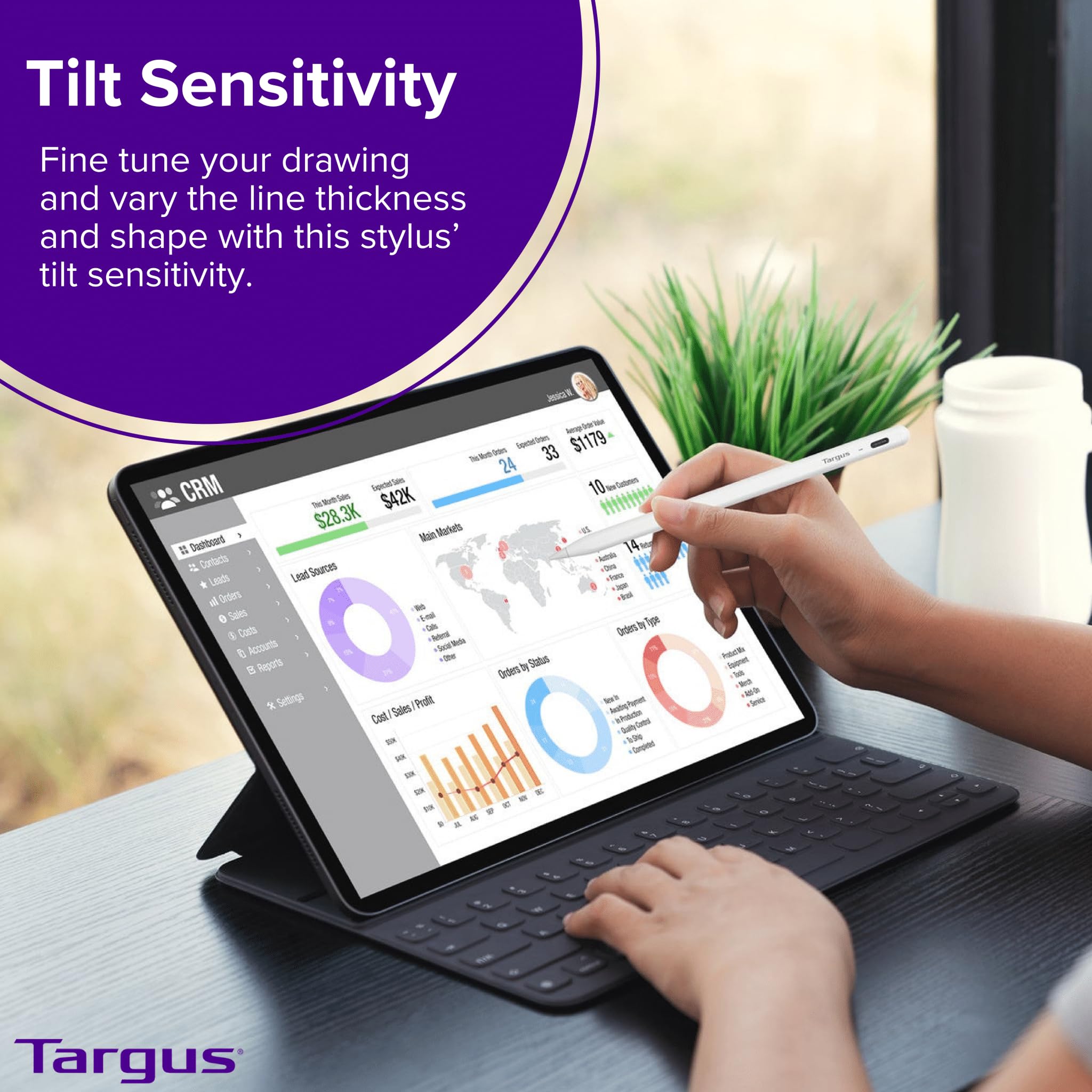 targus-active-stylus-for-ipad-1-1-apple-pencil-size-palm-rejection-rechargeable image 7