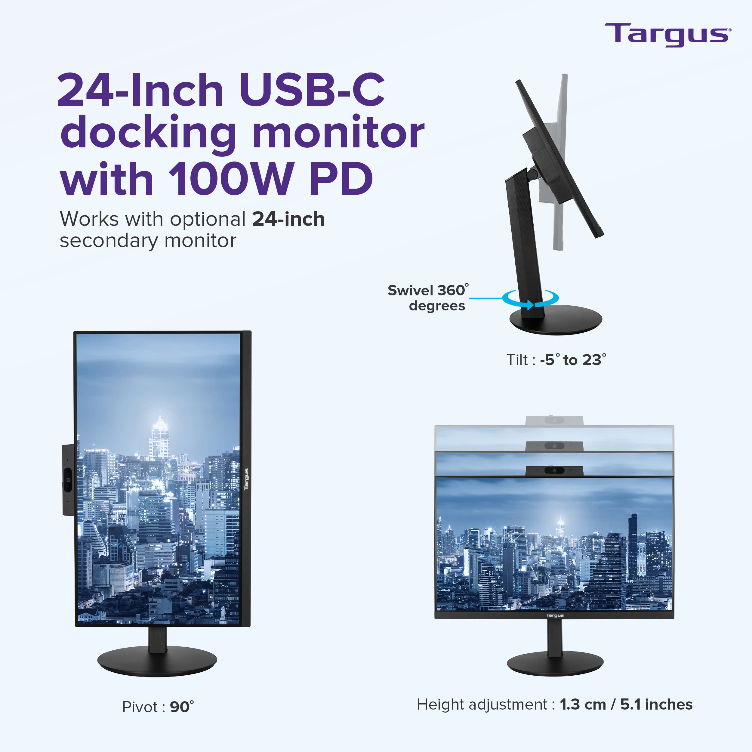 targus-24-inch-usb-c-docking-monitor-with-100w-pd-dm4240pusz-adjustable-height-3 image 5